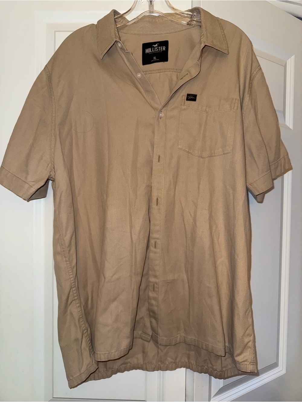 Hollister Men’s Casual Short-Sleeve Button-Down Shirt - Tan